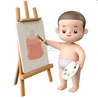 C4D婴儿人物绘画常规贴纸）