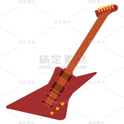 扁平剪纸电吉他音乐元素贴纸