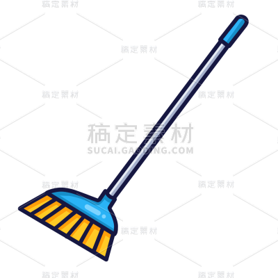 手绘-清洁工具家居生活贴纸-扫把