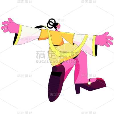 扁平-孟菲斯风七夕人物-SVG-女1