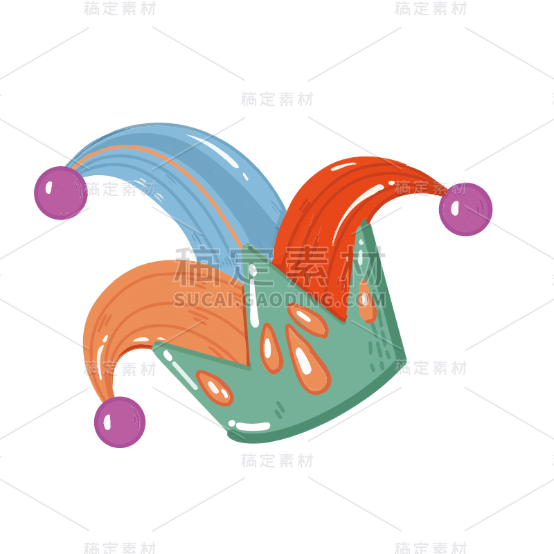 手绘-服饰单品贴纸-SVG-小丑帽