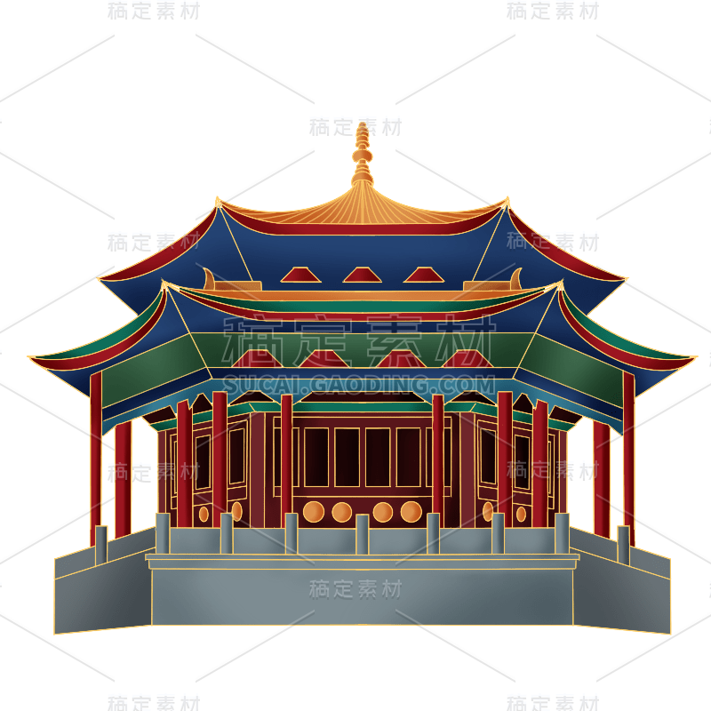 中国风-国潮特色建筑插画10