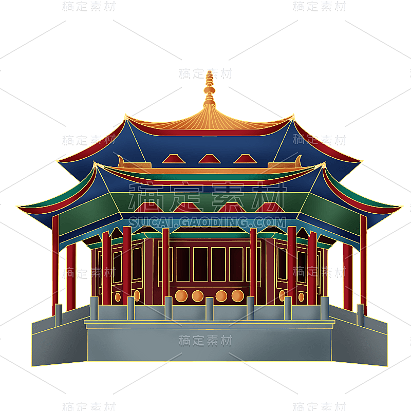 中国风-国潮特色建筑插画10