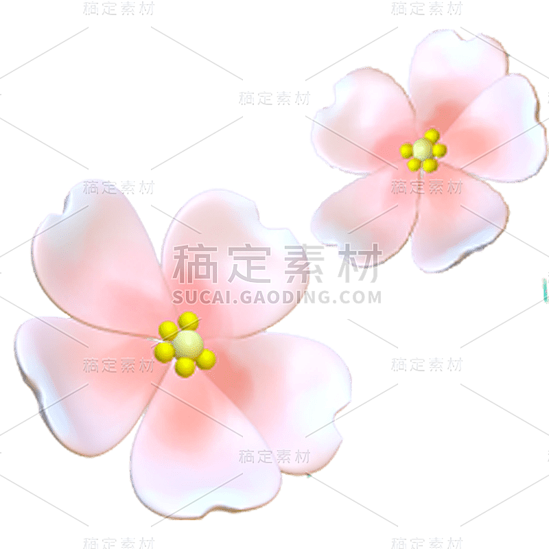 C4D花朵中国风中秋节元素贴纸  