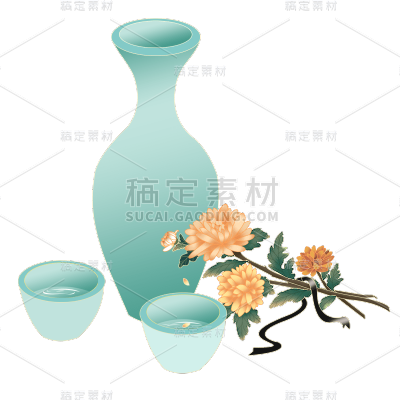 重阳节手绘插画-酒