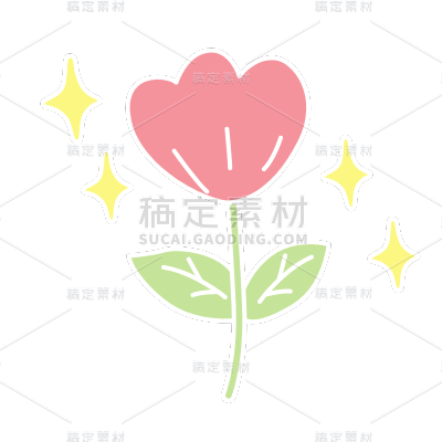卡通-二月你好专题贴纸-花朵