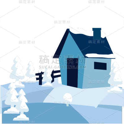手绘-冬天元素-雪景