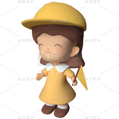 C4D卡通小女孩导游元素