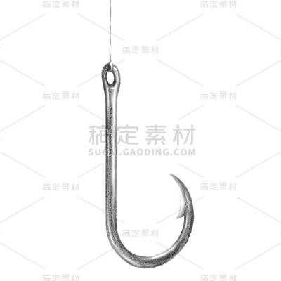 手绘-钓具元素-鱼钩