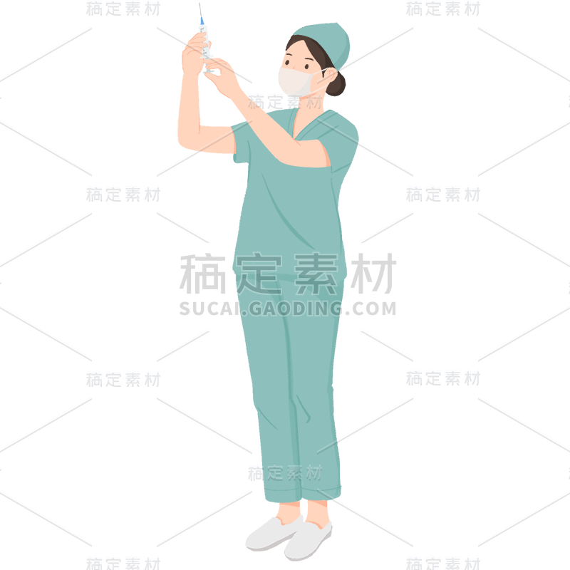 穿绿色医疗服的女医生医疗保健人物贴纸