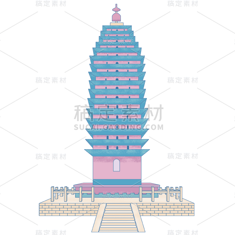 中国风-传统建筑元素插画10