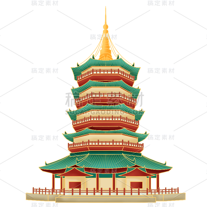 中国风-国潮特色建筑插画4