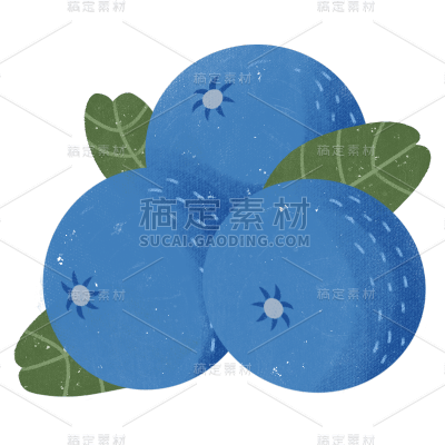 手绘-简约水果美食元素贴纸-蓝莓