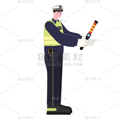 矢量风-职业形象插画-警察
