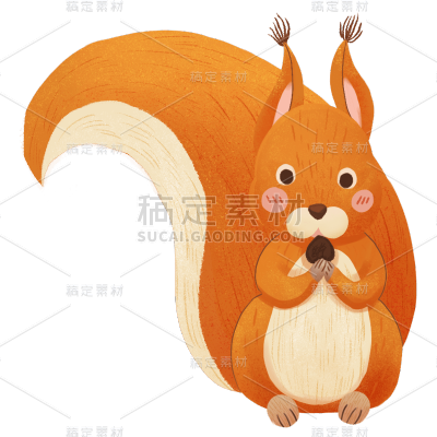 手绘-秋天季节元素贴纸svg-松鼠
