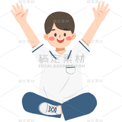 手绘风-毕业典礼贴纸-男孩