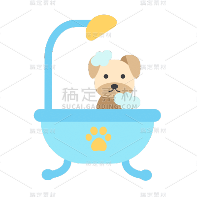 ICON-扁平宠物行业贴纸-浴缸