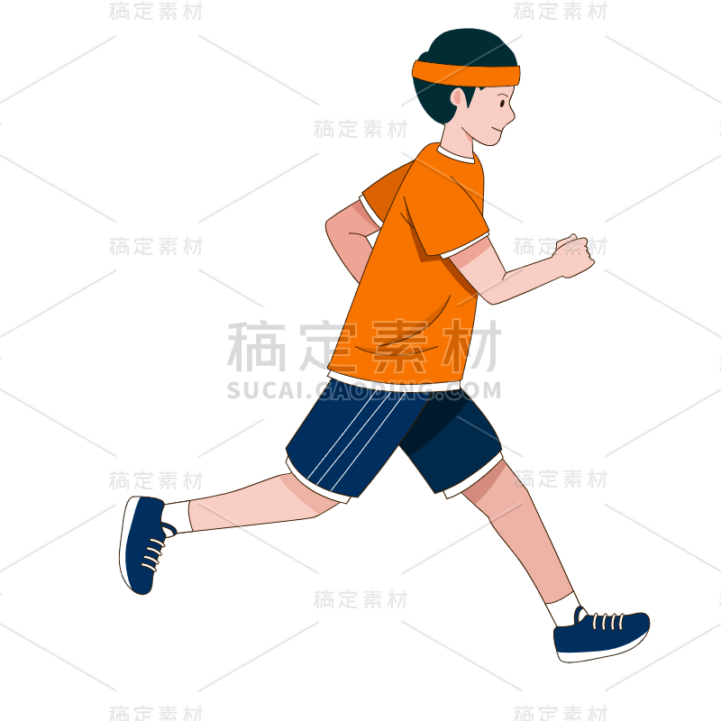 手绘-奔跑人物插画贴纸2