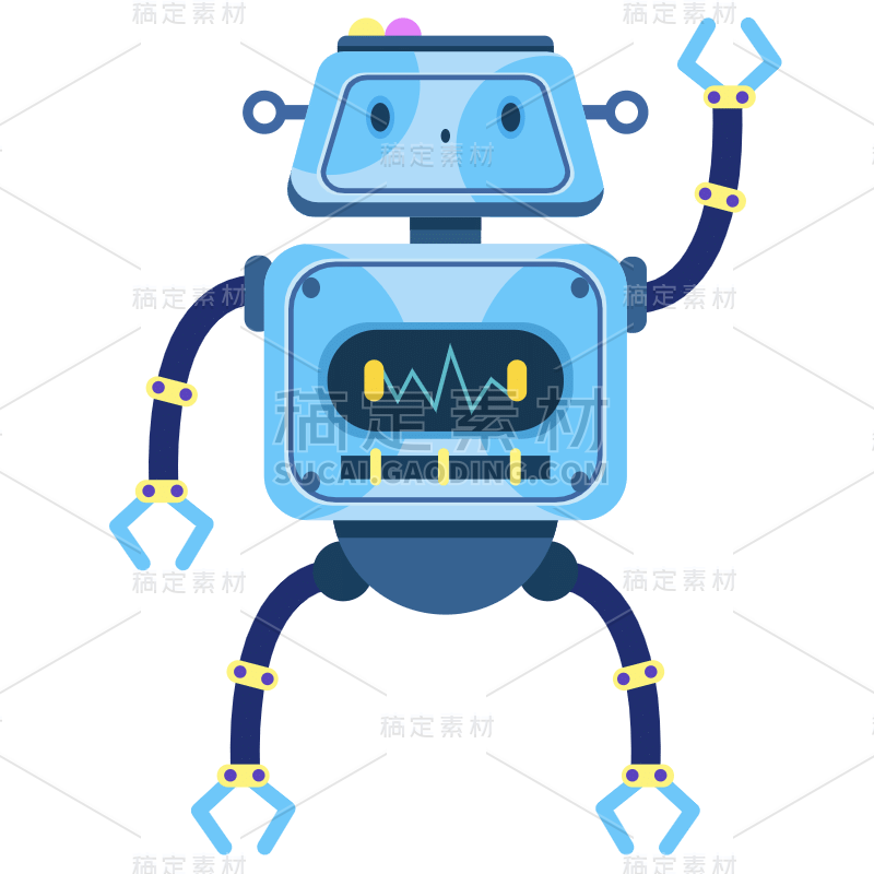 手绘-机器人元素互联网科技贴纸2