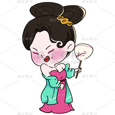 手绘Q版王婆水浒传元素贴纸