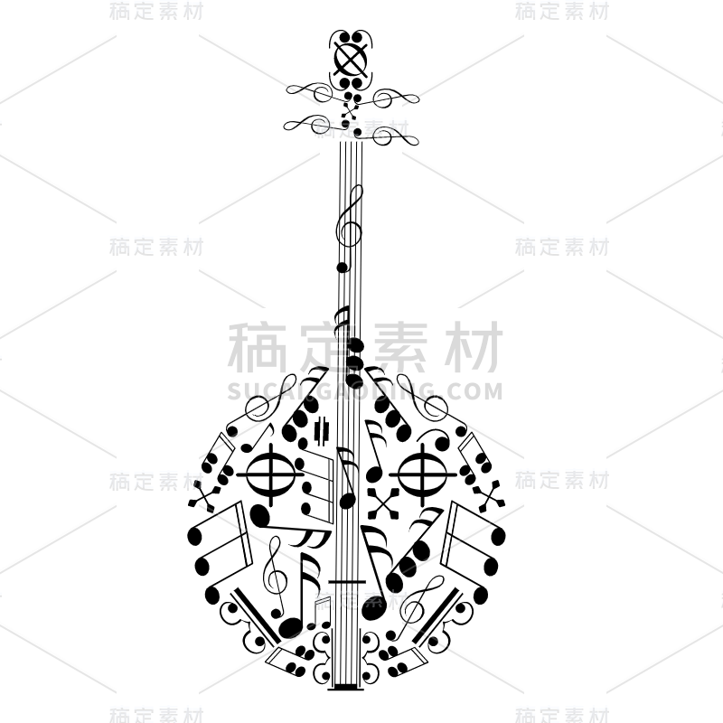 音符元素乐器贴纸-SVG-中阮