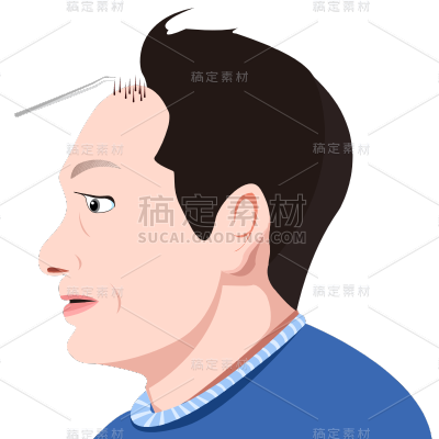 扁平男士植发医美贴纸