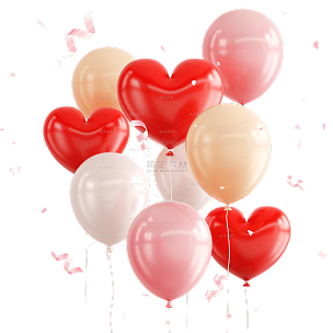 彩色气球3D情人节节日元素