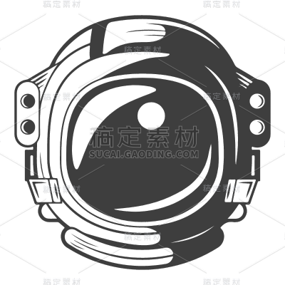 手绘-航天天文元素贴纸-航天头盔