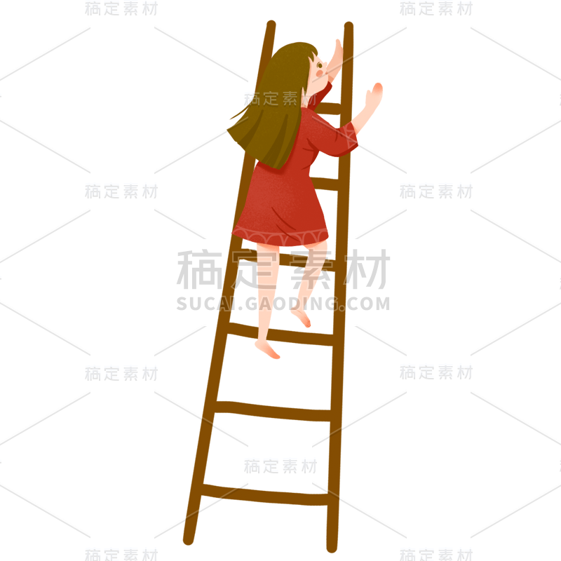 手绘风-人物插画贴纸-女孩