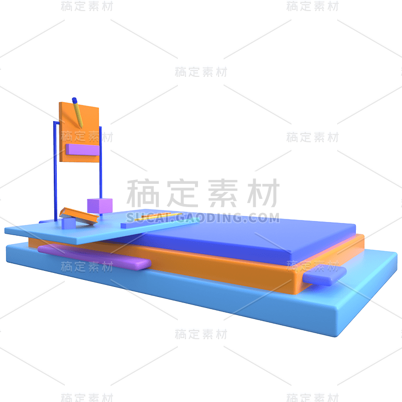 C4D-商务科技风贴纸-课桌底座