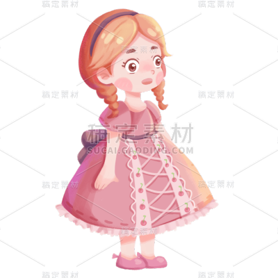 卡通手绘插画小女孩主题