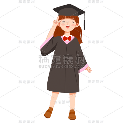 手绘风-毕业典礼贴纸-女孩
