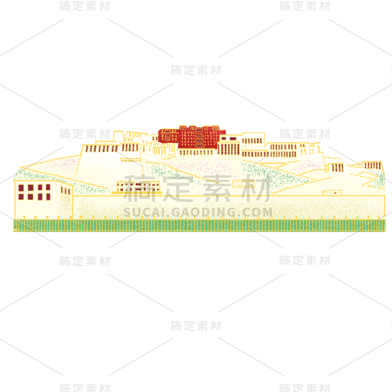 中国风-金边国潮建筑插画9