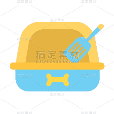 ICON-扁平宠物行业贴纸-猫砂盆