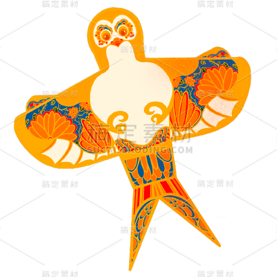 清明节清新风主题贴纸黄色燕子风筝