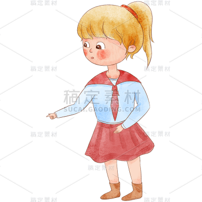 长发女孩手指元素