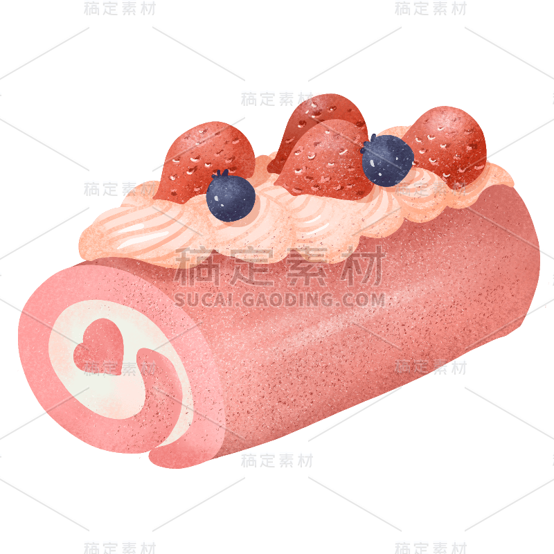 手绘-西方复古食物贴纸-蛋糕卷