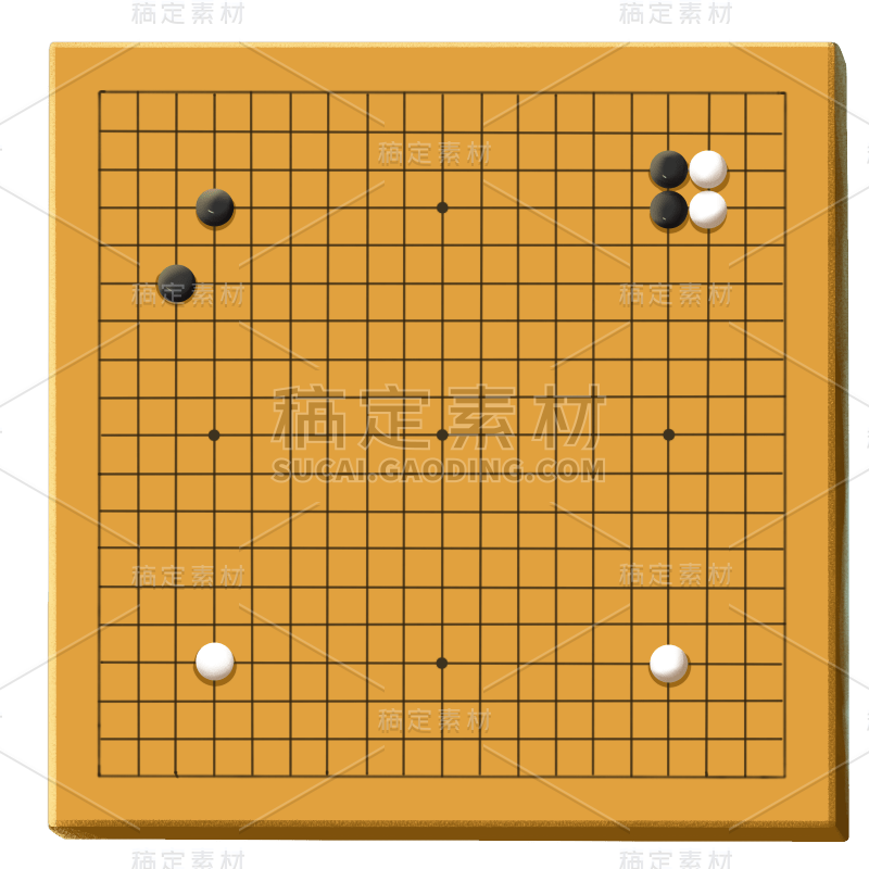 手绘-桌游元素贴纸套系-围棋