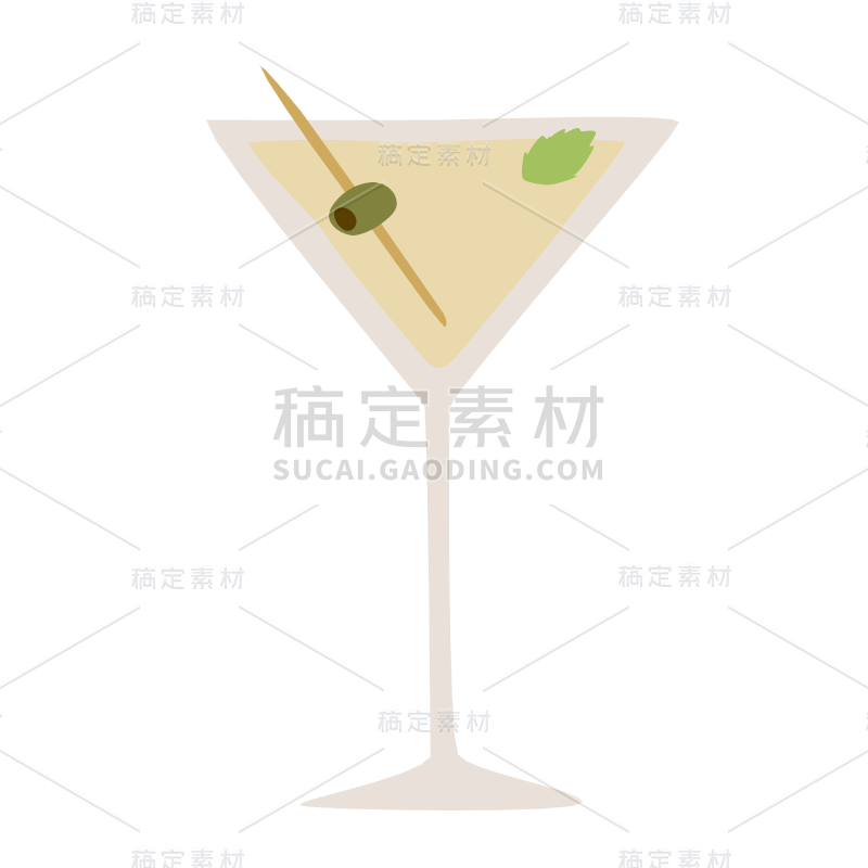 扁平-美食元素贴纸-SVG-鸡尾酒