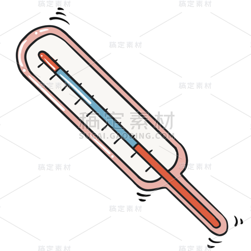 手绘-描边医疗用品贴纸-温度计