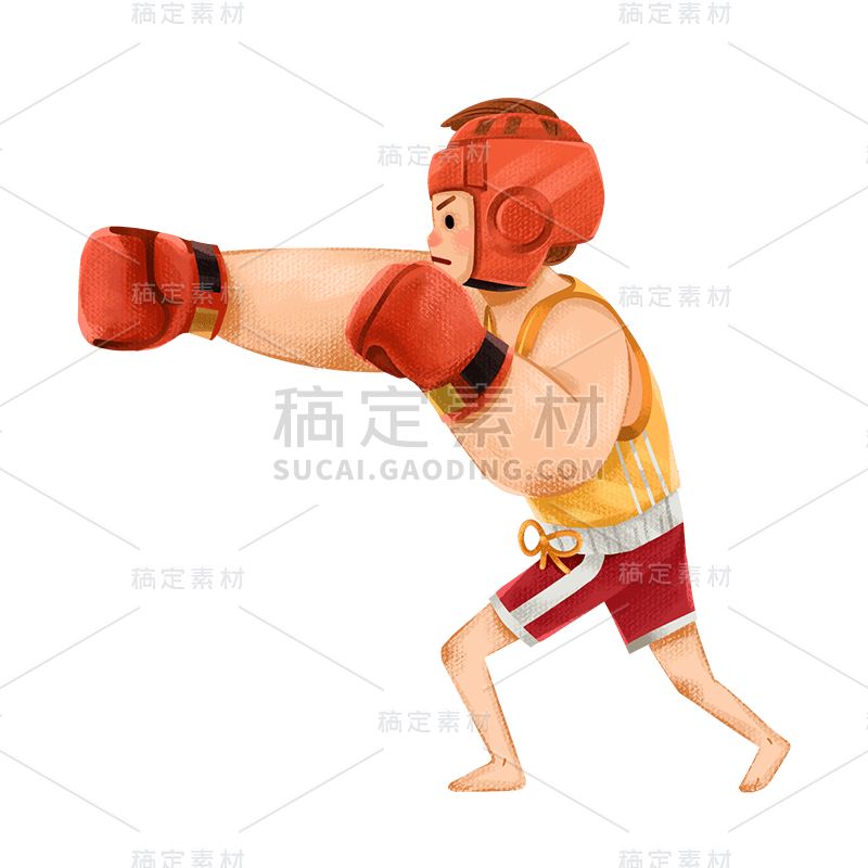 手绘-夸张拳击手人物插画8
