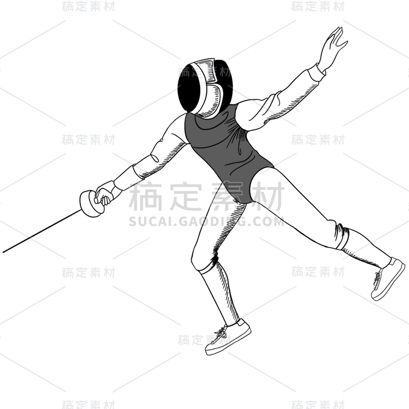 手绘-击剑运动人物插画5