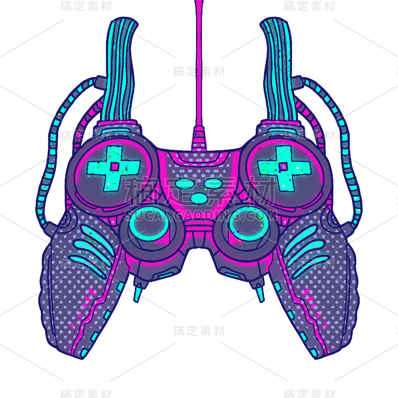 赛博朋克风电竞游戏贴纸-游戏手柄