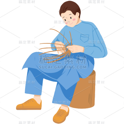 手绘手工纺织的男生