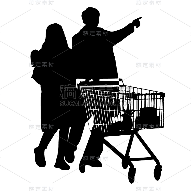 购物人物剪影贴纸-SVG5