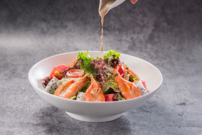 美食系列写实中餐家常菜鲜虾水果沙拉