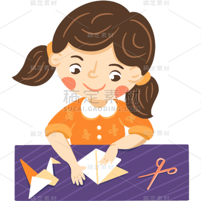 手绘-卡通儿童兴趣班贴纸-折纸