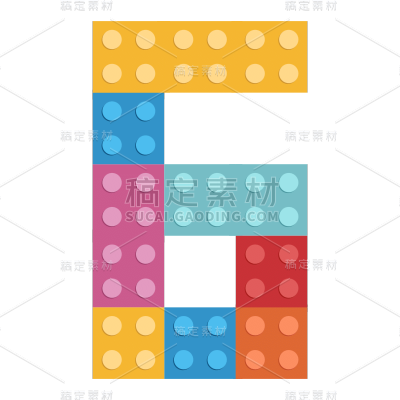 扁平卡通乐高数字装饰元素-6