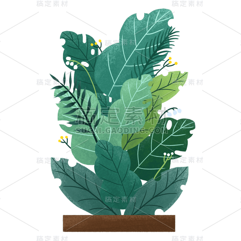 手绘风-植物元素贴纸-花坛