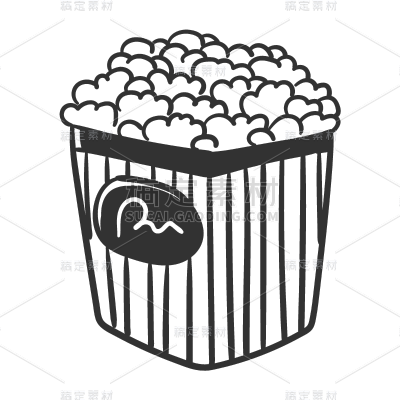 手绘-简约电影元素贴纸-SVG-爆米花